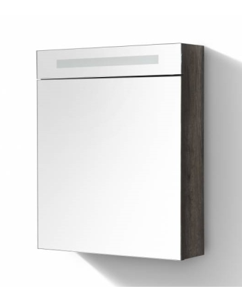 Sani DeLuxe Spiegelkast met LED verlichting incl. opbouw stopcontact schakelaar 60 Century Oak, rechterkant scharnier