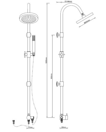 Altara+Rio douchecomb.+therm. kraan 15cm+20cm douchekop