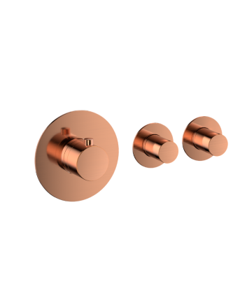 Sani DeLuxe Badset inbouw deluxe met box thermostaat, muurbevestiging / doucheslang, staafhanddouche rond Brons