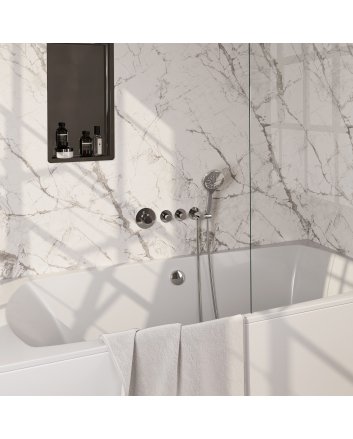 BRAUER Chrome Edition thermostatische inbouw badkraan SET 02 met badvulcombinatie en 3-standen handdouche en doucheslang en wandaansluitbocht chroom