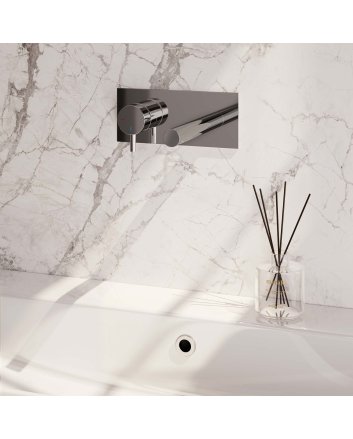 BRAUER Chrome Edition inbouw wastafelmengkraan met rechte uitloop en afdekplaat model B2 chroom