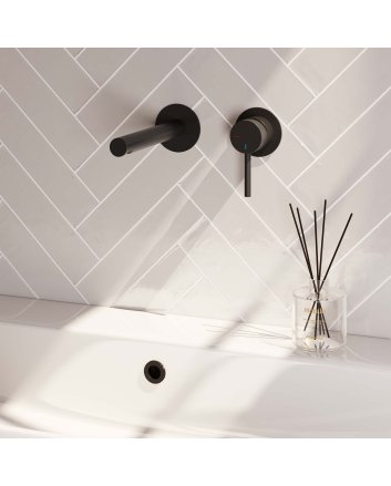 BRAUER Black Edition inbouw wastafelmengkraan met rechte uitloop en rozetten model A1 mat zwart