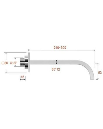 inbouw-uitloop vierkant 30cm 1/2'' geborsteld staal
