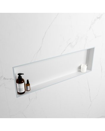Mondiaz Easy Nis 89,5x29,5cm in solid surface kleur Clay | Talc. 1 vak  geschikt voor in- of opbouw
