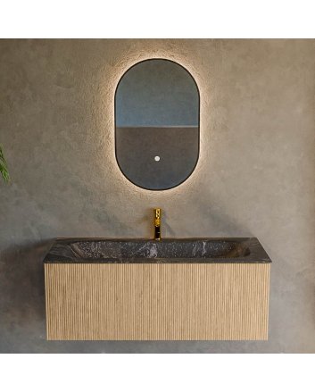 Mondiaz Kurve-Dlux 110cm badmeubel kleur Oak met 1 lade en 0 deuren. Wastafel Big medium Midden 1 kraangat Lava.