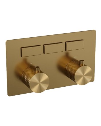 BRAUER Gold Carving 3-weg inbouwthermostaat met drukknoppen met in- en afbouwdelen goud geborsteld PVD