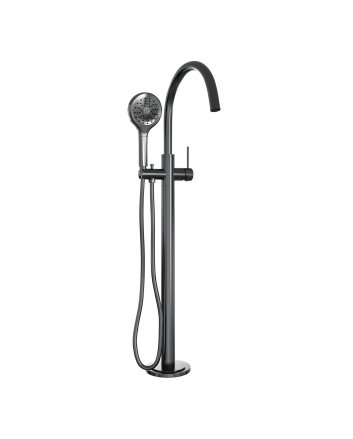 BRAUER Gunmetal Carving vrijstaande badmengkraan SET 02 met 3-standen handdouche en doucheslang gunmetal geborsteld PVD