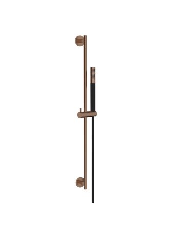 UniMatch glijstangset compleet met staafhanddouche 1 stand geborsteld brons koper/mat zwart