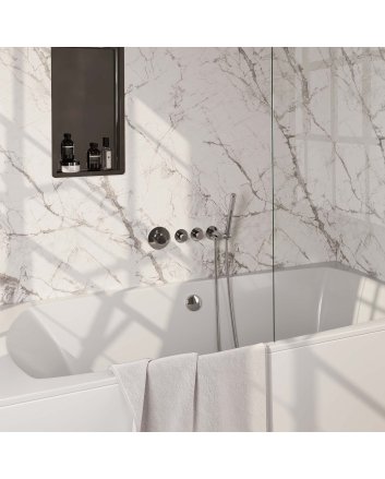 BRAUER Chrome Edition thermostatische inbouw badkraan SET 01 met badvulcombinatie en staaf handdouche en doucheslang en wandaansluitbocht chroom