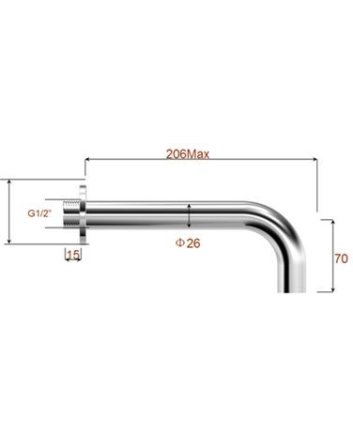 inbouw-uitloop rond 20cm 1/2'' chroom