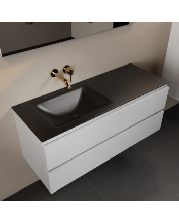 Mondiaz Aivy 120cm badmeubel Talc, wastafel Urban solid surface links zonder kraangat