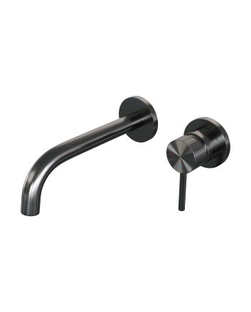 BRAUER Gunmetal Carving inbouw wastafelmengkraan met gebogen uitloop en rozetten model A1 gunmetal geborsteld PVD