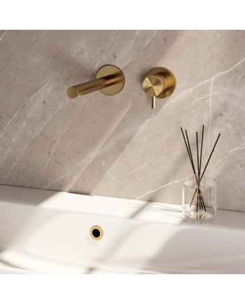 BRAUER Gold Edition inbouw wastafelmengkraan met rechte uitloop en rozetten model B1 goud geborsteld PVD