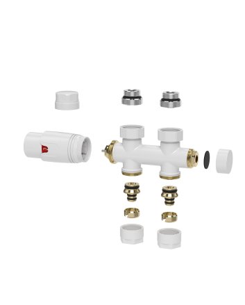 Riko Set thermostatisch onderblok, recht, glanzend wit
