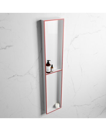 Mondiaz Easy Nis 89,5x29,5cm in solid surface kleur Fire | Talc. 2 vakken geschikt voor in- of opbouw