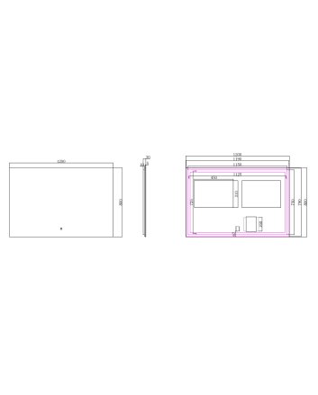 Soul spiegel rechthoek met LED, dimbaar en spiegelverwarming 120 x 80 cm