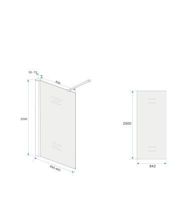 Comfort inloopdouche 900 x 2000 x 10 mm nano melkglas/chroom