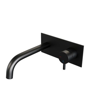 BRAUER Black Edition inbouw wastafelmengkraan met gebogen uitloop en afdekplaat model B1 mat zwart
