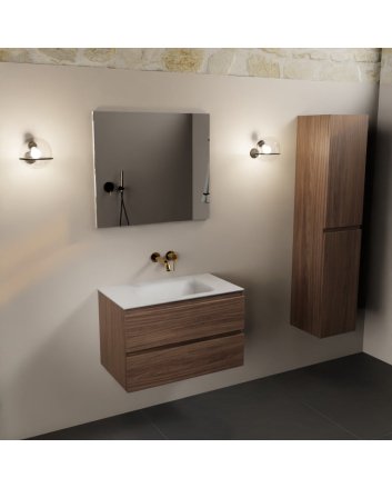 Mondiaz Aivy 80cm badmeubel Mocha, wastafel Talc solid surface midden zonder kraangat