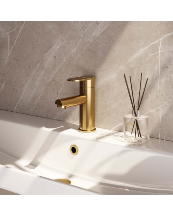 BRAUER Gold Edition lage opbouw wastafelmengkraan model C goud geborsteld PVD