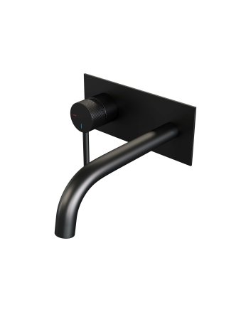 BRAUER Black Carving inbouw wastafelmengkraan met gebogen uitloop en afdekplaat model A2 mat zwart