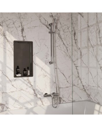 BRAUER Chrome Carving opbouw baddouche thermostaatkraan SET 01 met glijstang en staaf handdouche en doucheslang chroom