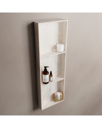 Mondiaz Easy Nis 89,5x29,5cm in solid surface kleur Ostra. 3 vakken geschikt voor in- of opbouw