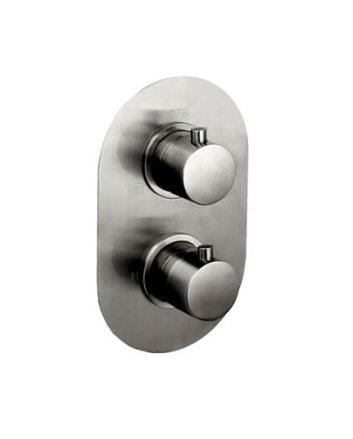 Sani DeLuxe Doucheset inbouw met box thermostaat, muurbevestiging / douchekop 25 cm rond Gun Metal
