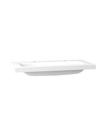 Sani DeLuxe Wastafel Compact mineraalmarmer 120 enkele wasbak, met twee kraangaten