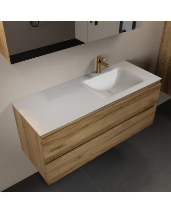 Mondiaz Aivy 120cm badmeubel Chai, wastafel Talc solid surface rechts 1 kraangat met spiegelkast