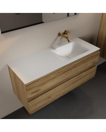 Mondiaz Aivy 120cm badmeubel Chai, wastafel Talc solid surface rechts zonder kraangat