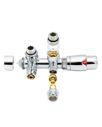 Chrome radiator aansluitset Haaks voor radiatoren met onder aansluiting t.b.v 16 mm