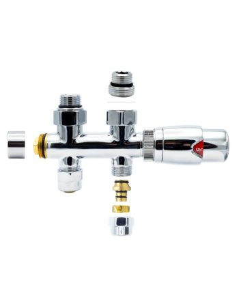 Chrome radiator aansluitset Recht voor radiatoren met onder aansluiting t.b.v 16 mm