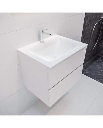 Mondiaz Vica 60cm badmeubel talc 2 lades wastafel Cloud midden met 1 kraangat