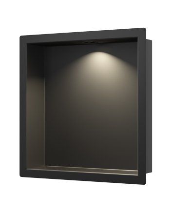 Demis inbouwnis met LED 30 x 30 x 7 cm mat zwart