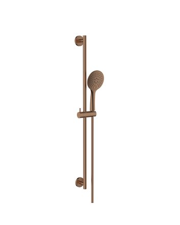Unimatch glijstangset compleet met handdouche 3 standen Ø 12 cm geborsteld brons koper