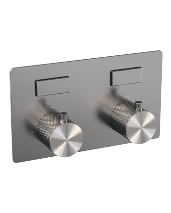BRAUER Brushed Carving 2-weg inbouwthermostaat met drukknoppen met in- en afbouwdelen RVS geborsteld PVD
