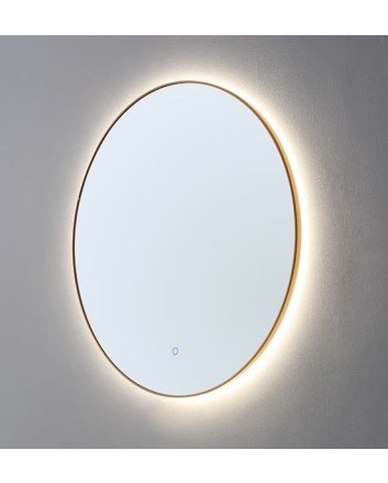 Sani DeLuxe Ronde spiegel Goud Geborsteld met LED verlichting, 3 kleur instelbaar &amp; dimbaar 100 incl. spiegelverwarming
