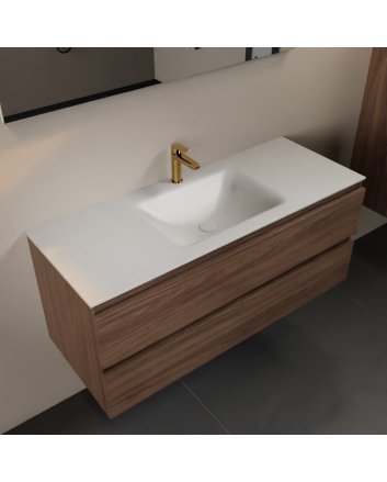 Mondiaz Aivy 120cm badmeubel Mocha, wastafel Talc solid surface midden 1 kraangat