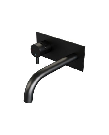 BRAUER Black Edition inbouw wastafelmengkraan met gebogen uitloop en afdekplaat model B2 mat zwart