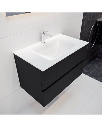 Mondiaz Vica 80cm badmeubel urban 2 lades wastafel Cloud midden met 1 kraangat