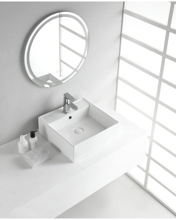 Larx waskom vierkant 46 x 46 x 16,5 cm keramiek glans wit