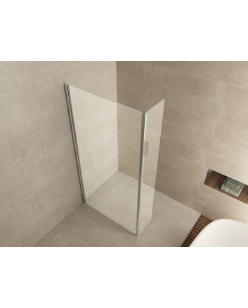 Comfort zijwand met hoekprofiel 400 x 2000 x 10 mm nano helder glas/chroom