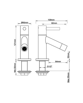 Benga fonteinkraan Kiwa 1/2'' chroom