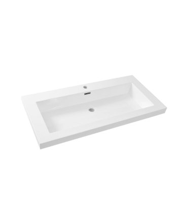 Wiesbaden Vision wastafel enkel met 1 kraangat 100x46x5,5 cm kunstmarmer glans wit