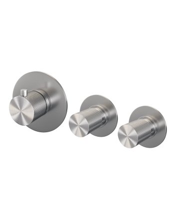 BRAUER Brushed Carving inbouwthermostaat en 2 stopkranen met in- en afbouwdelen RVS geborsteld PVD