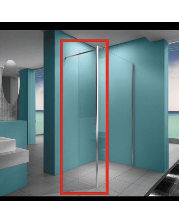 Eco zijwand met hoekprofiel 300 x 2000 x 8 mm nano helder glas/chroom
