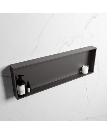 Mondiaz Easy Nis 89,5x29,5cm in solid surface kleur DarkGrey | DarkGrey. 1 vak  geschikt voor in- of opbouw