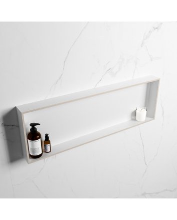 Mondiaz Easy Nis 89,5x29,5cm in solid surface kleur Linen | Talc. 1 vak geschikt voor in- of opbouw