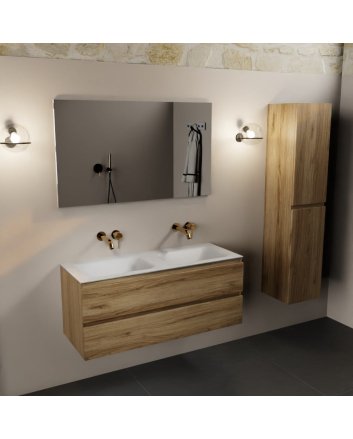 Mondiaz Aivy 120cm badmeubel Chai, wastafel Talc solid surface dubbel zonder kraangat